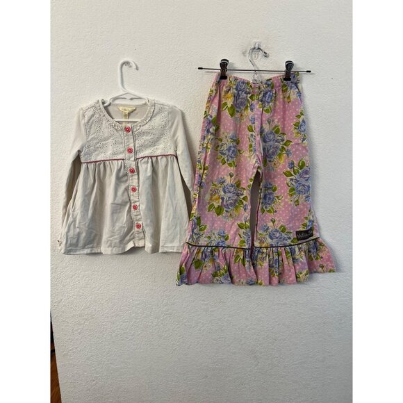 Matilda Jane Good Hart maple sugar ruffle pants & Oce upon a time frosted top gi - Picture 1 of 8